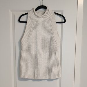 Anthropologie Cream Sleeveless Turtleneck Sweater